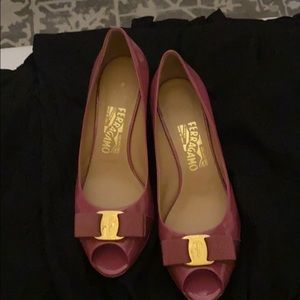 Ferragamo patent leather wedges